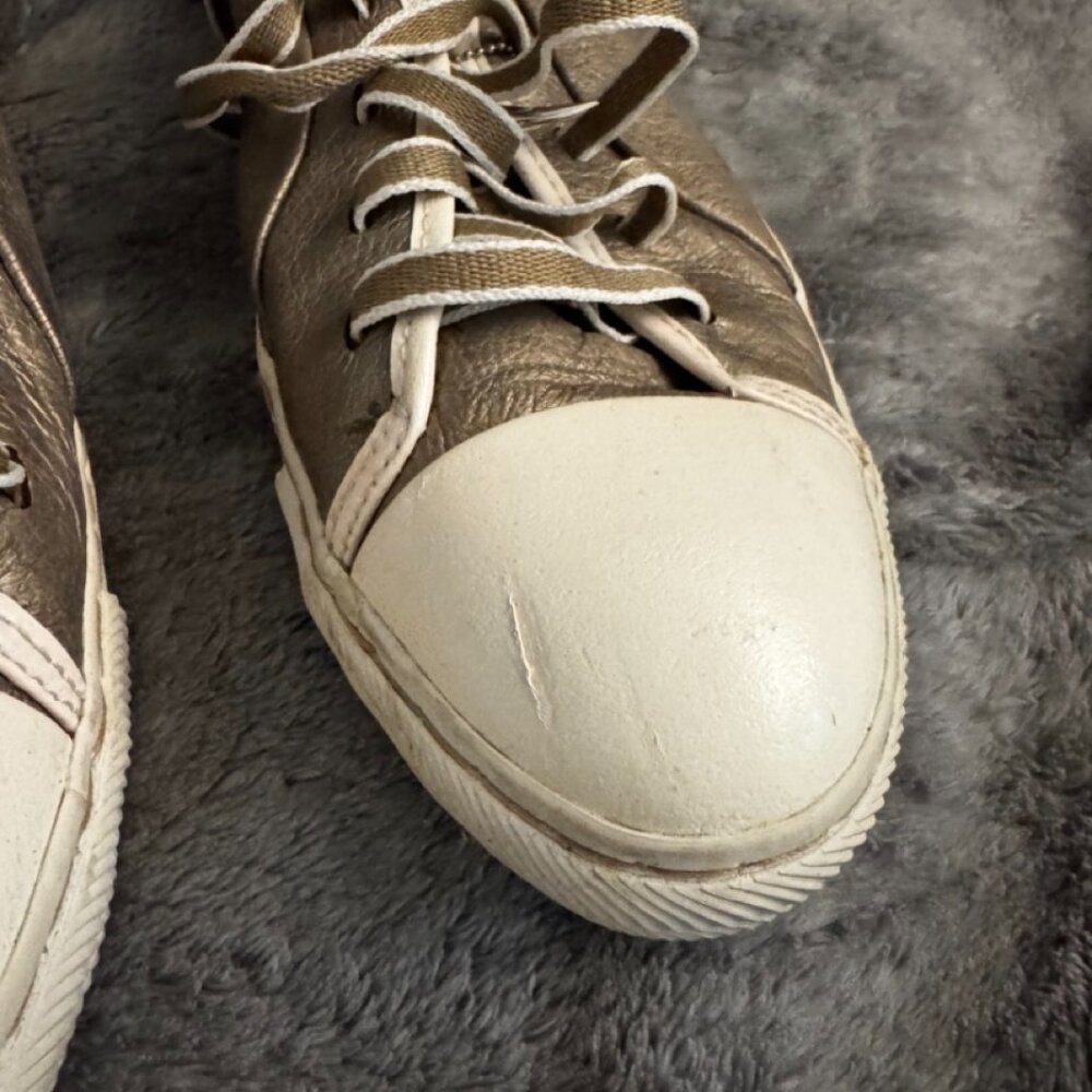 Authentic Alexander McQueen Puma Sneakers Antique Gold Metallic w/ Charm, COA - Picture 8 of 16